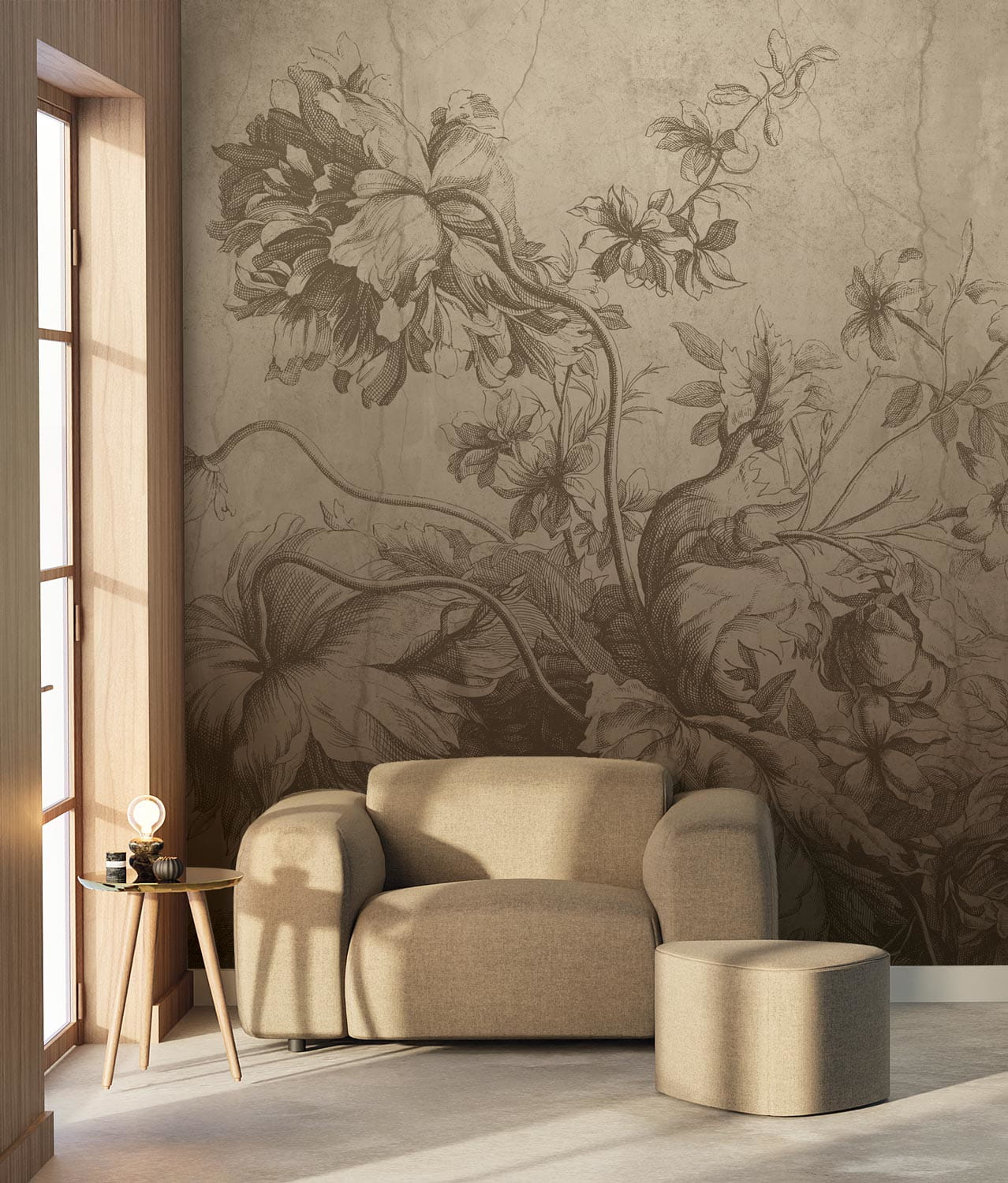 Wandbild Gradient Flowers Uyterlinde - Beige 390 cm