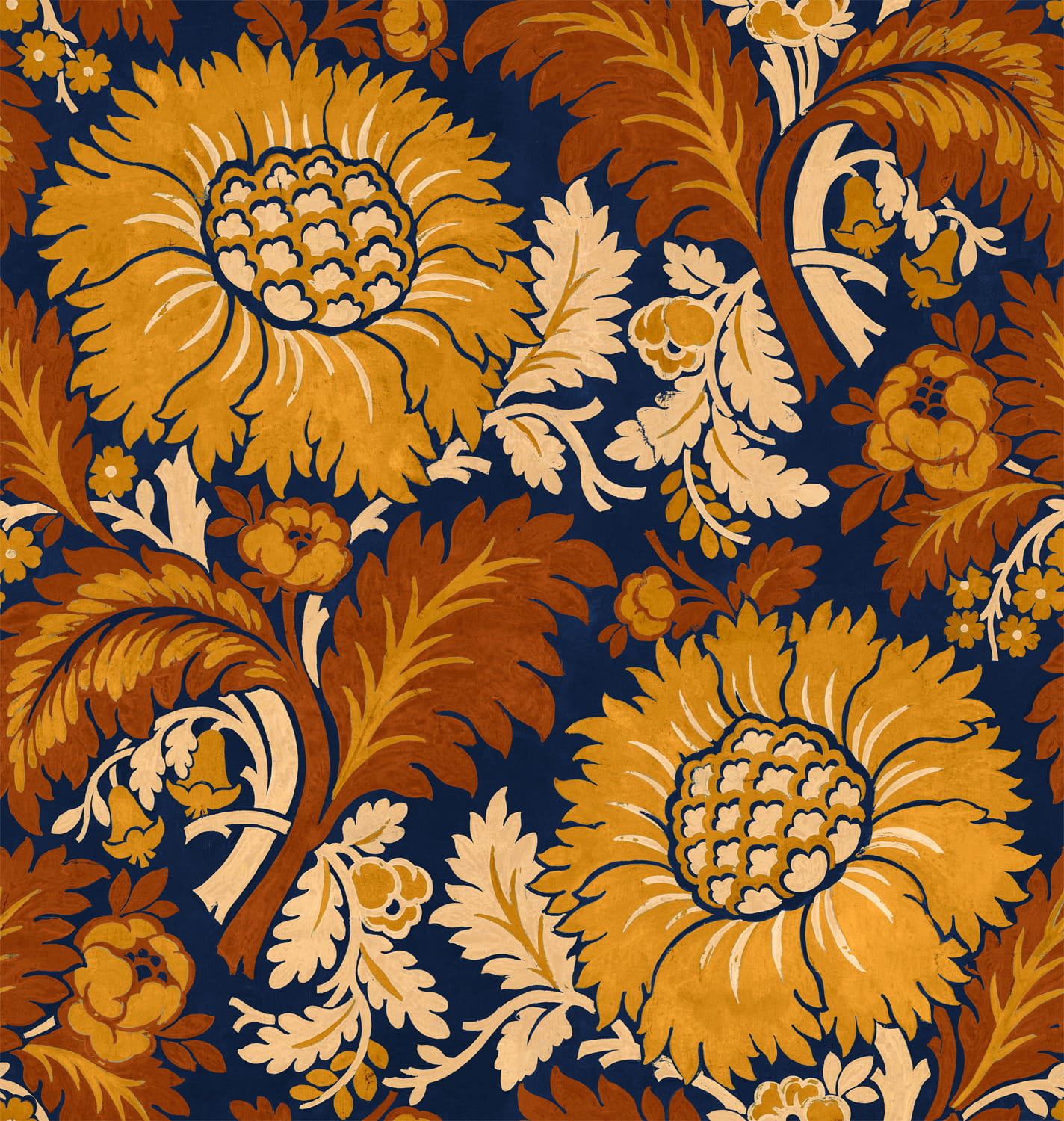 Stoff Chinese Damask - Curry
