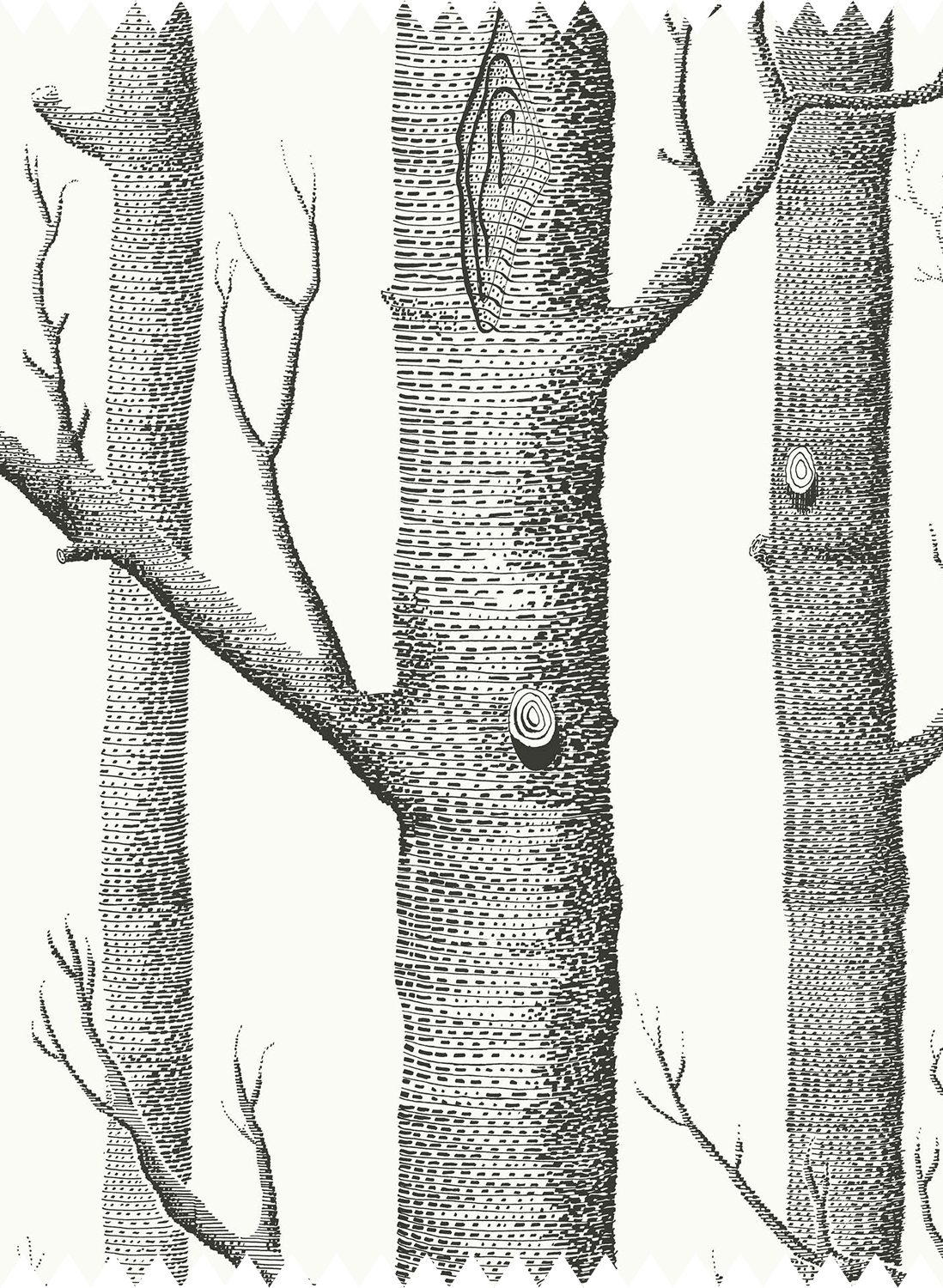 Stoff Woods Linen Union - Black on White