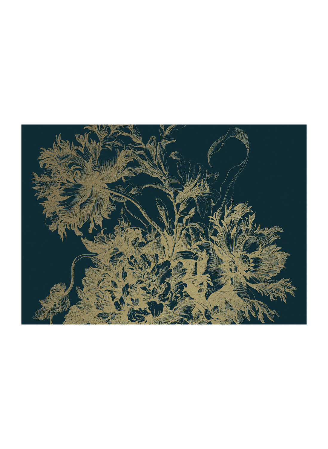 Wandbild Engraved Flowers Gold 8 - XL
