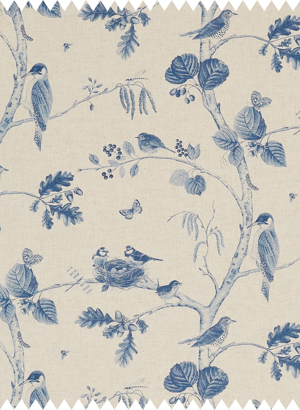 Stoff Woodland Chorus - Indigo/ Linen