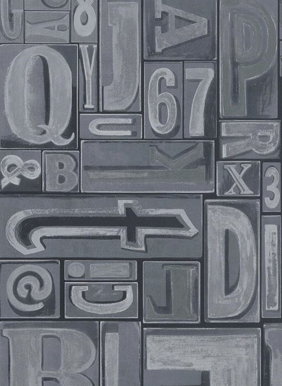 Tapete Copeley Letterpress - Zinc