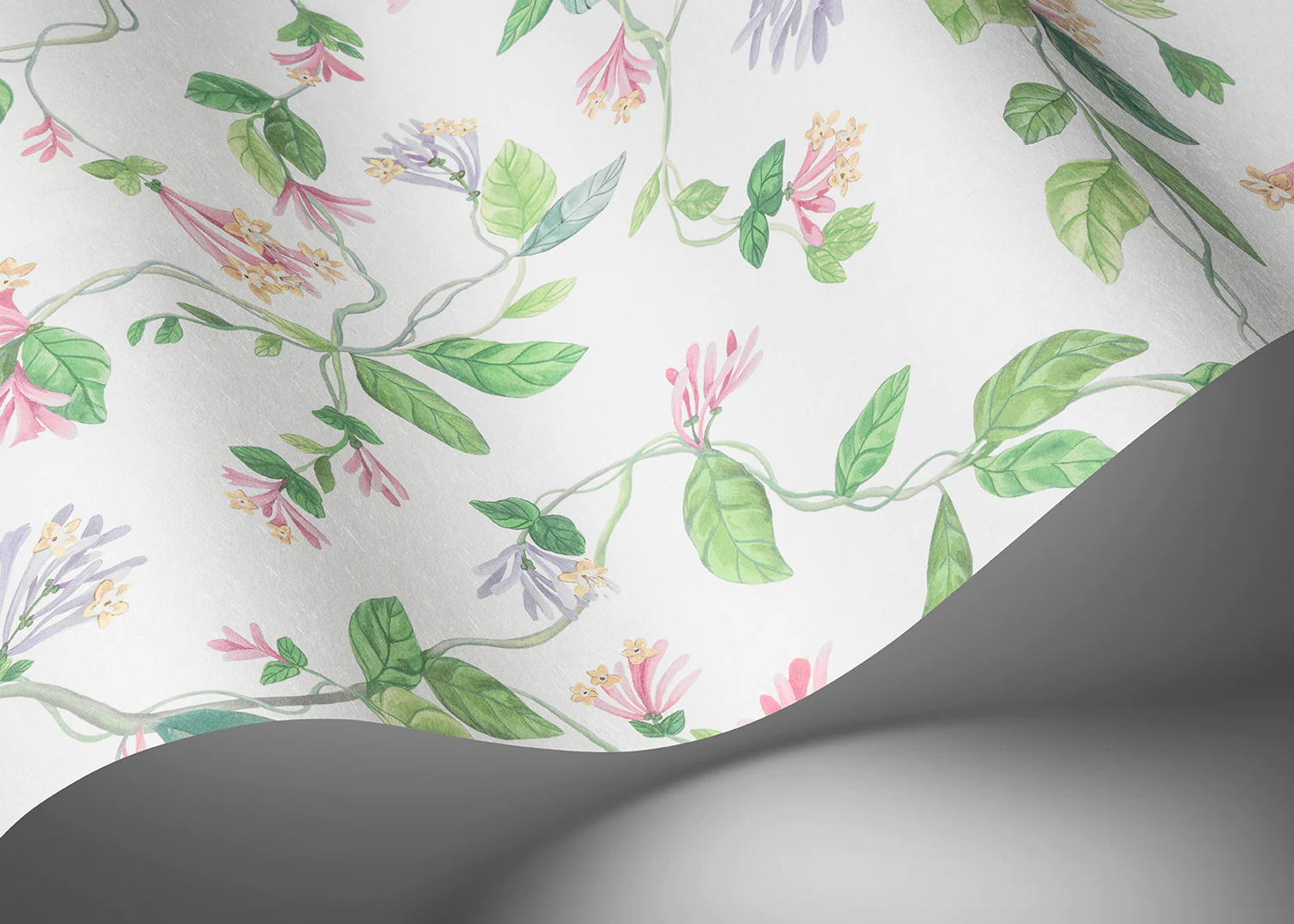 Tapete Flora - Blush Sage/  Mulberry on Cream