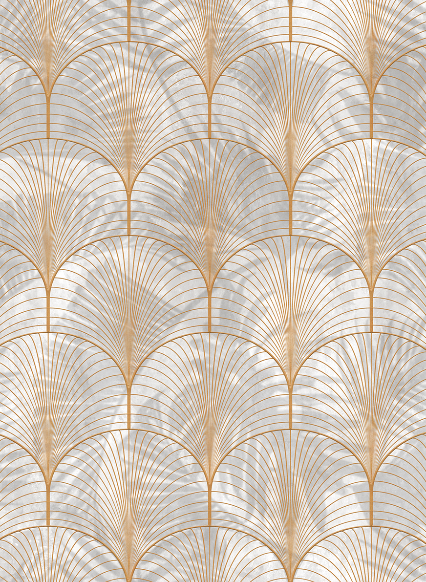 Tapete Art Deco Palms - Gold