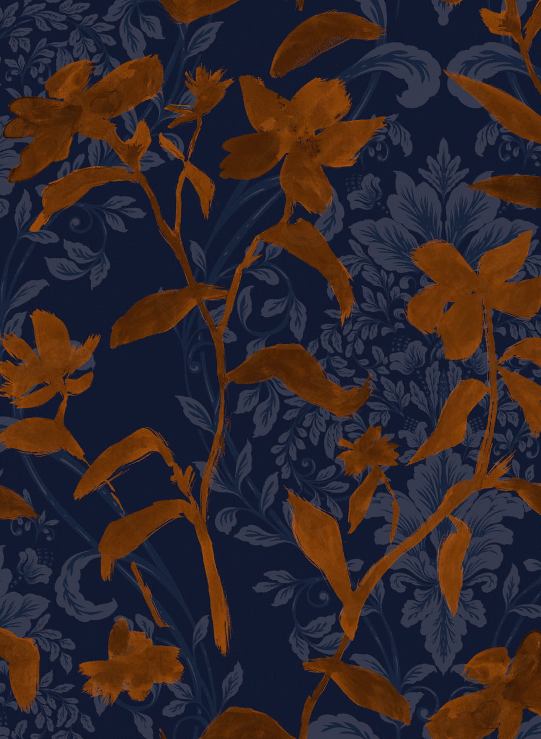 Tapete Blooming Damask - Tobacco