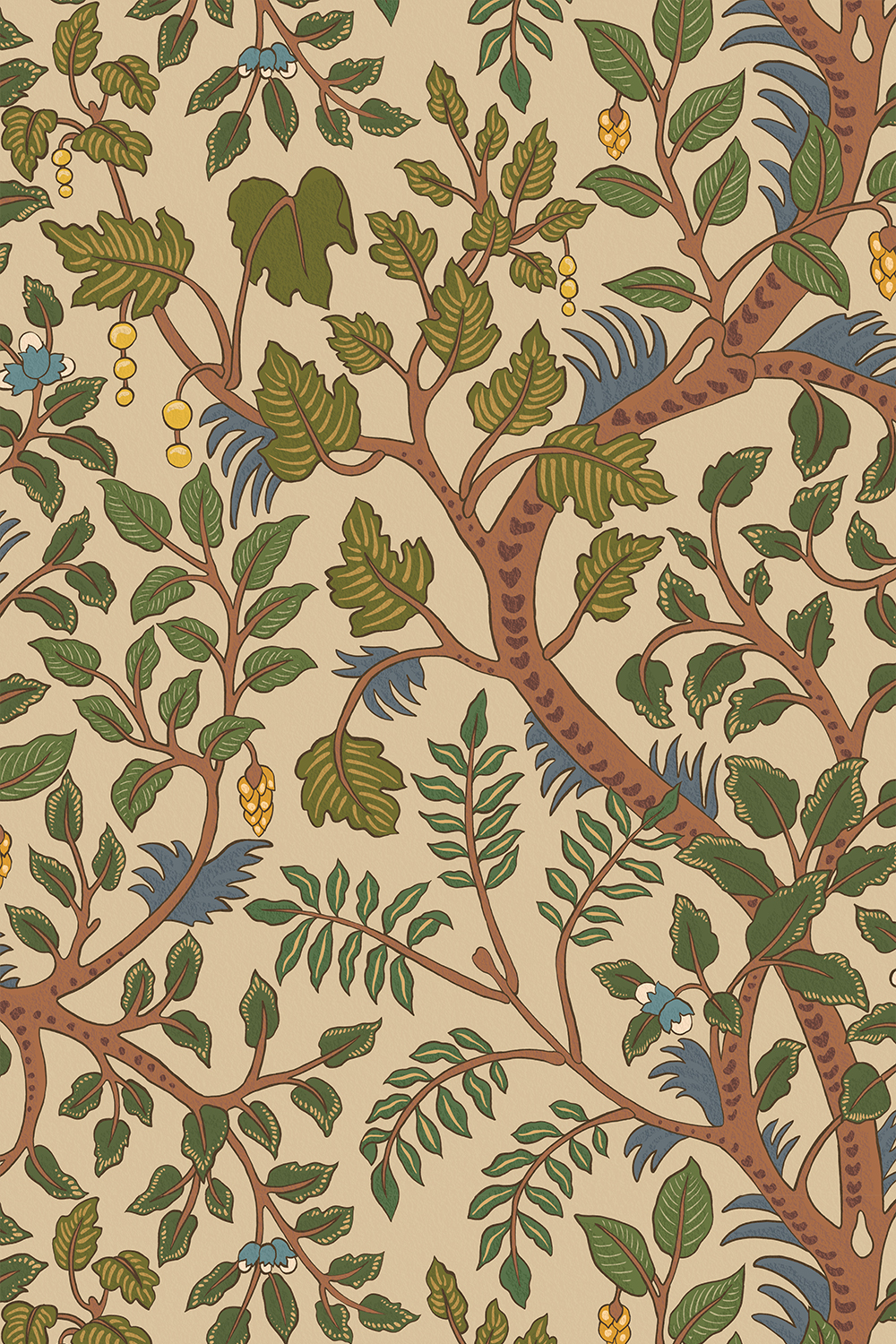Papier peint Brushwood - Green and Red