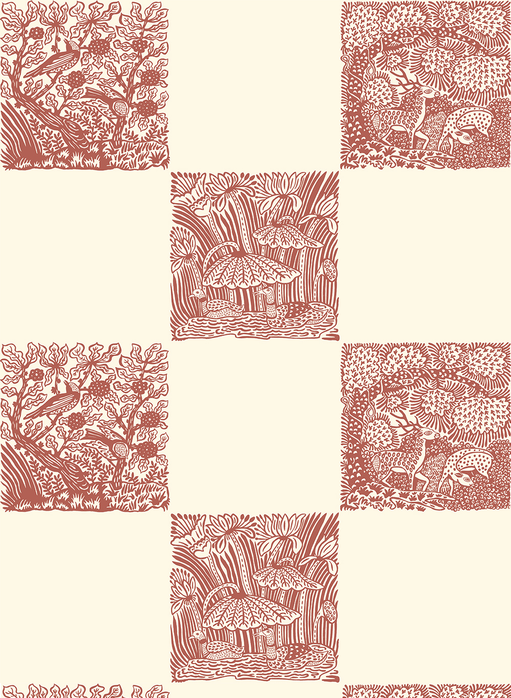 Tapete Animal Check - Red Topping/ Clarke White