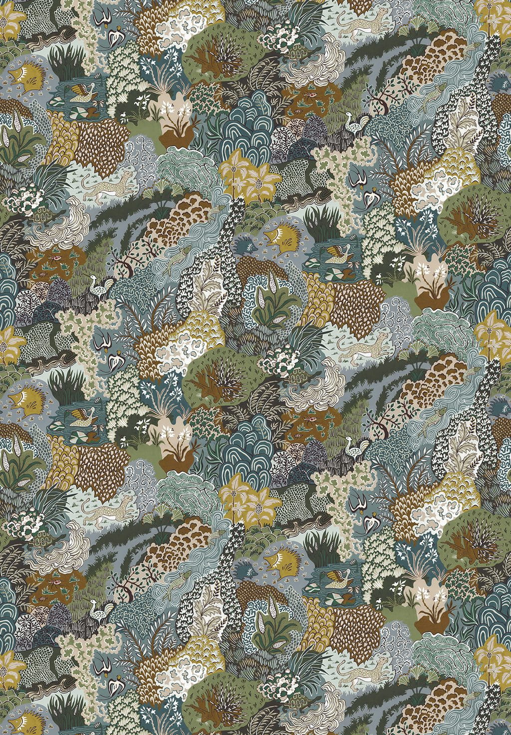 Tapete Whimsical Clumps - Olive, Brown and Blue