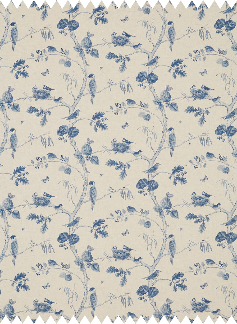 Stoff Woodland Chorus - Indigo/ Linen