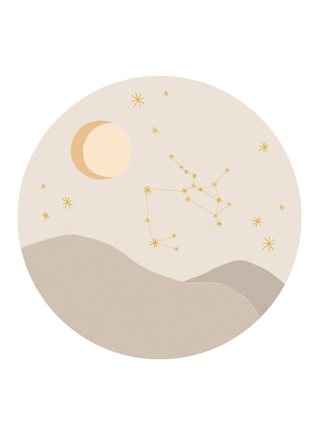 Wandbild Star Sign Circles Beige - Sagittarius
