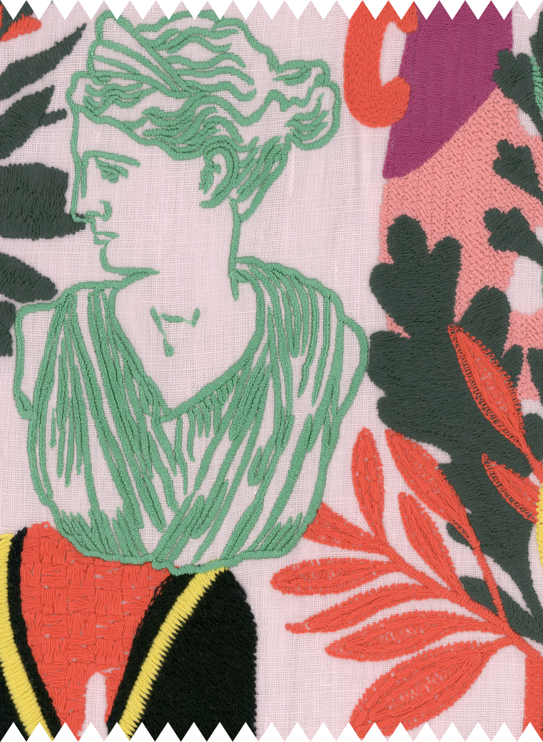 Fabric Statuario Pink - Embroidered