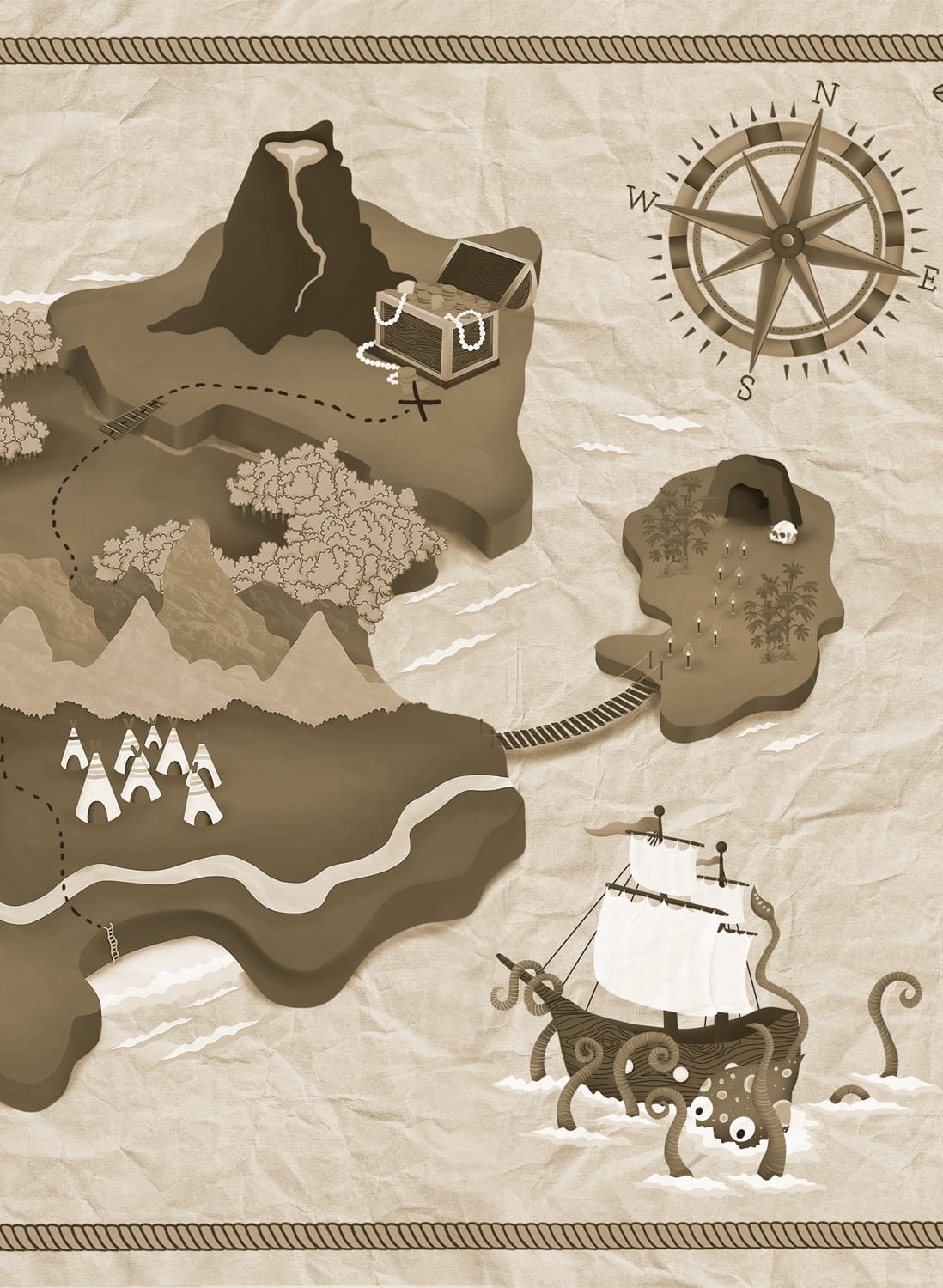Wandbild Treasure Map - Papyrus