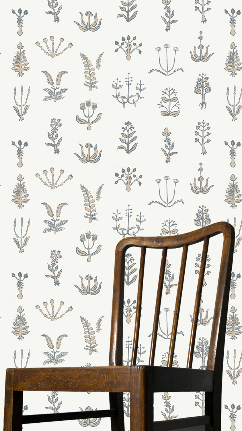 Tapete Floral Spot - Bude Blue/ Cromwell Stone/ Hilles White