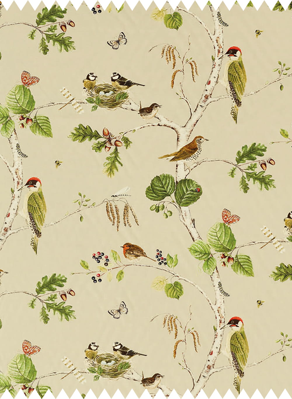 Stoff Woodland Chorus - Birch/ Multi