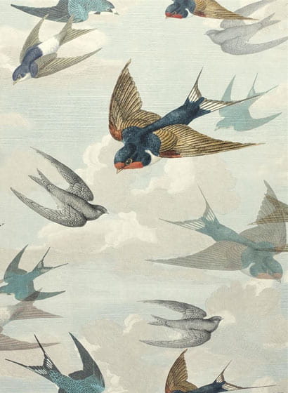 Tapete Chimney Swallows - Sky Blue