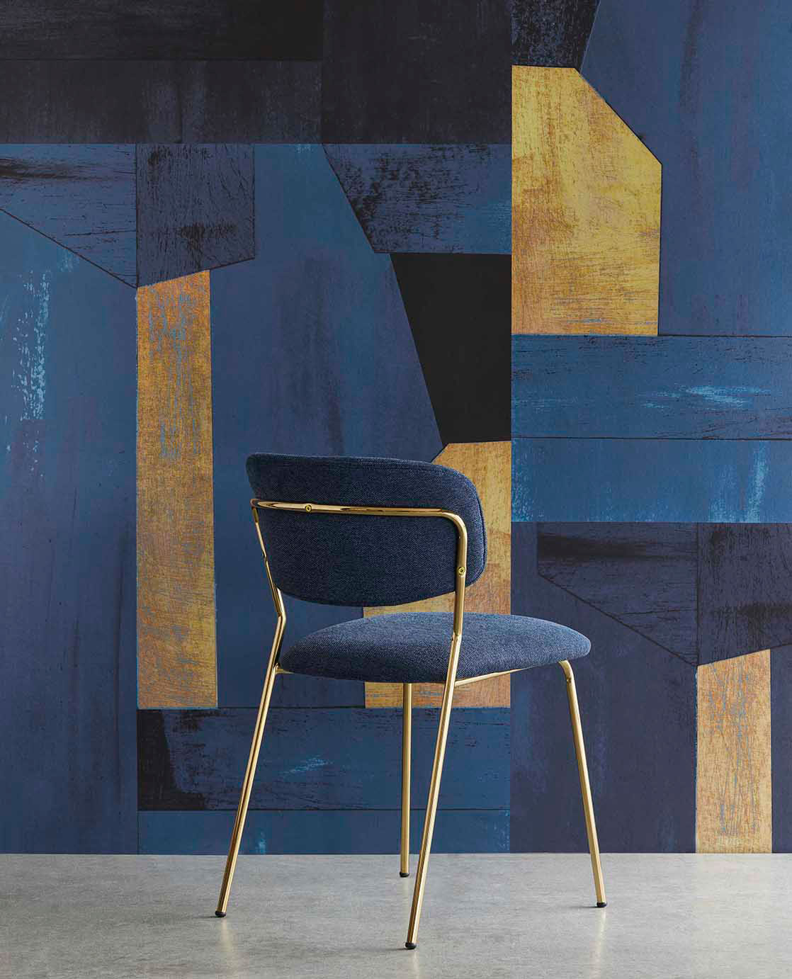 Wandbild Painted Patina - Golden Blue
