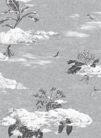 Tapete Autumn Cloud Forest - Black/ White