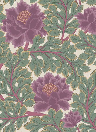 Tapete Aurora - Mulberry & Sage on Parchment