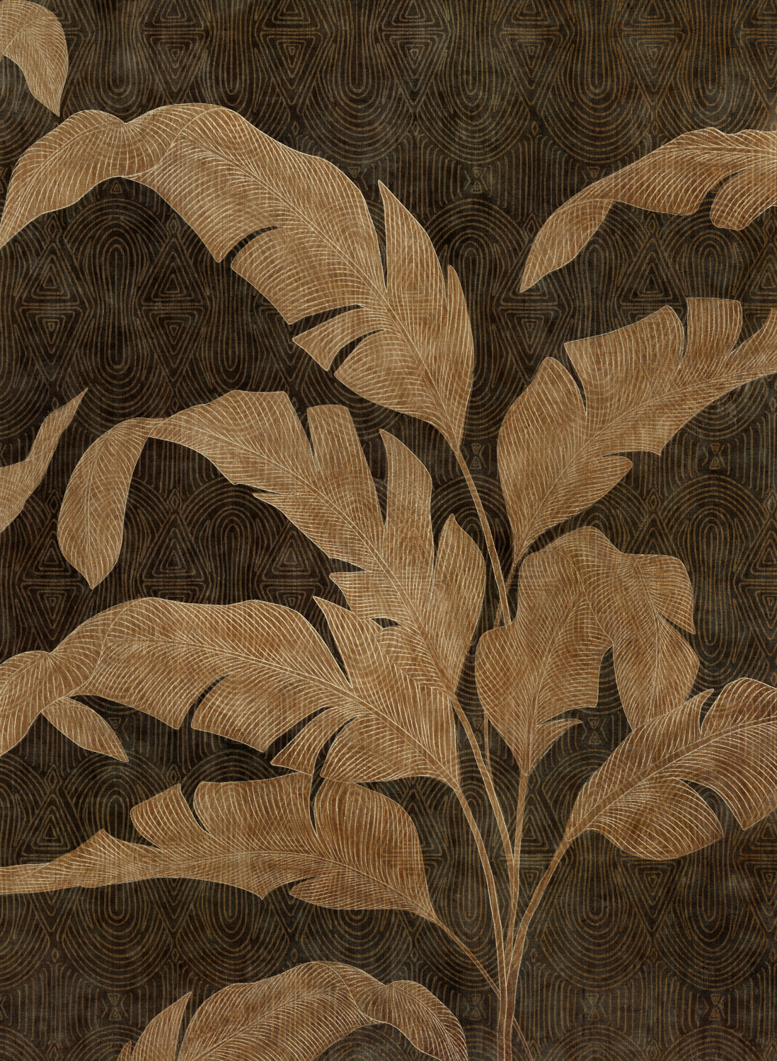 Wandbild Leaves Shadow - Gold