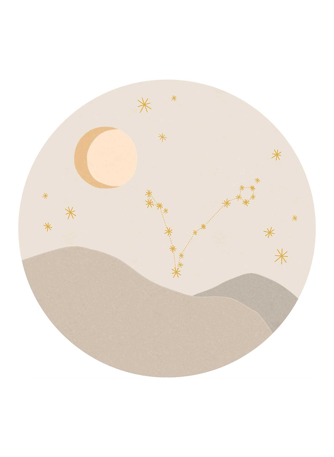 Wandbild Star Sign Circles Beige - Pisces
