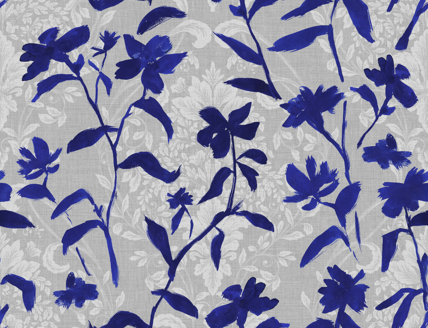 Tapete Blooming Damask - Blue