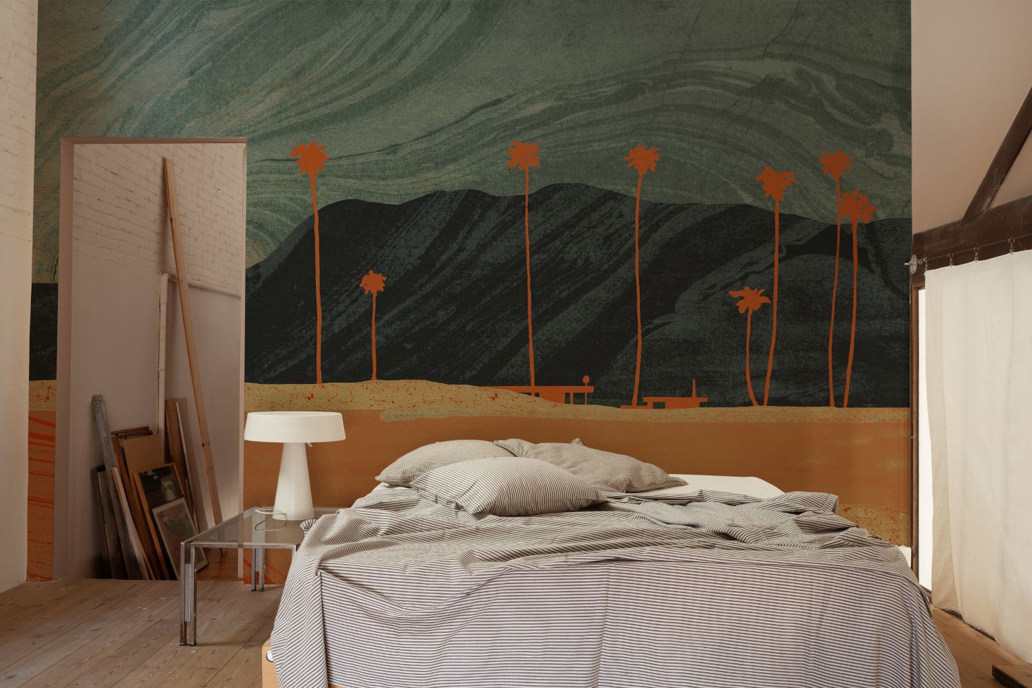 Wandbild Palms View - Grey