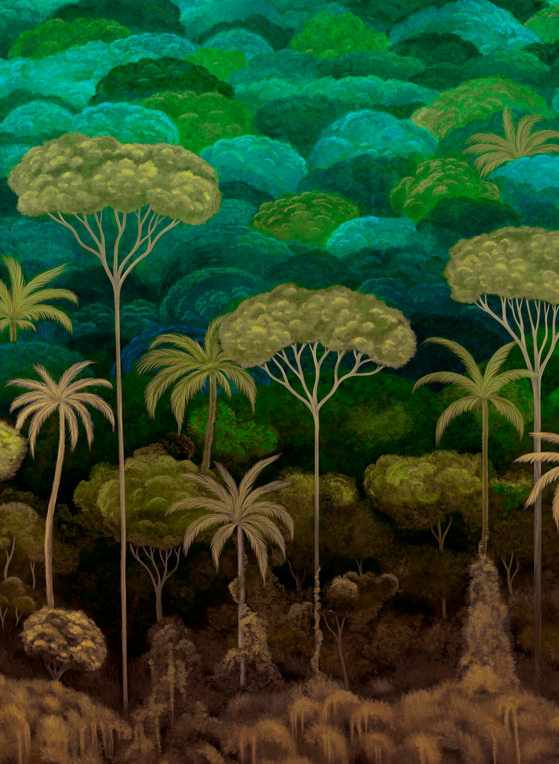Wandbild Ciel Tropical - Emerald/ Forest