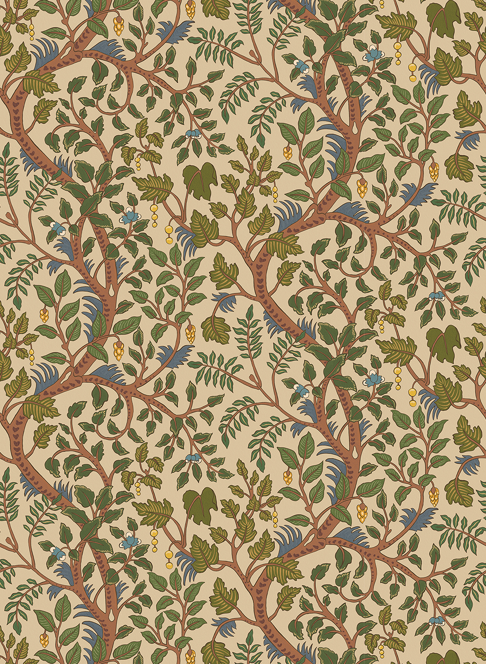 Papier peint Brushwood - Green and Red