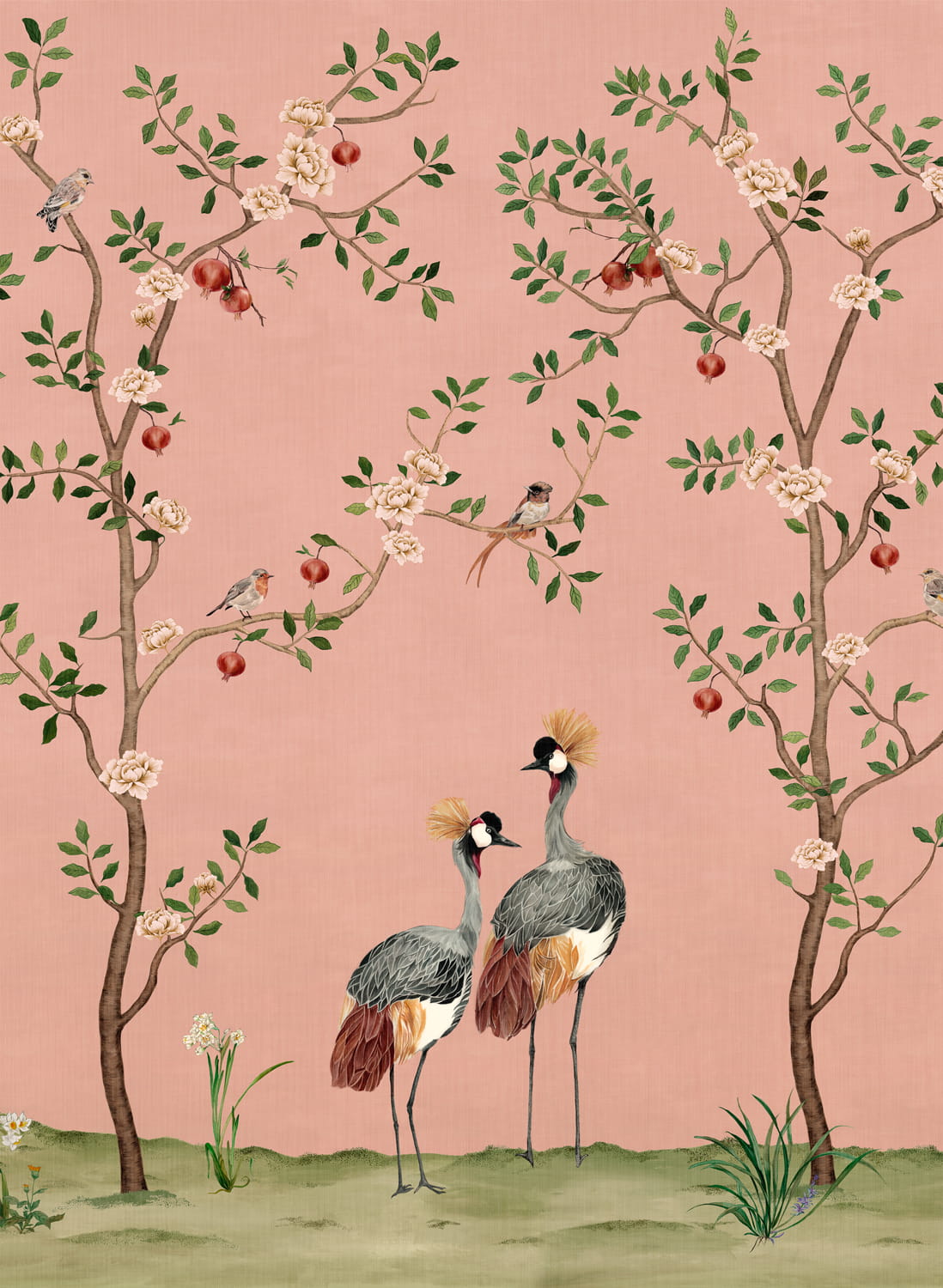 Wandbild Crowned Crane - Rose