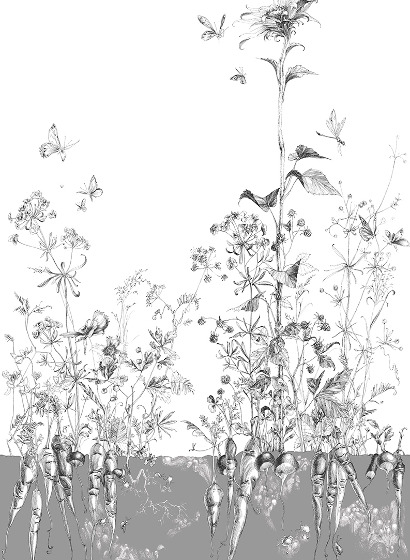 Tapete Lièvres/Fenouil/Tournesol - Gris - Tournesol Droit - Gris