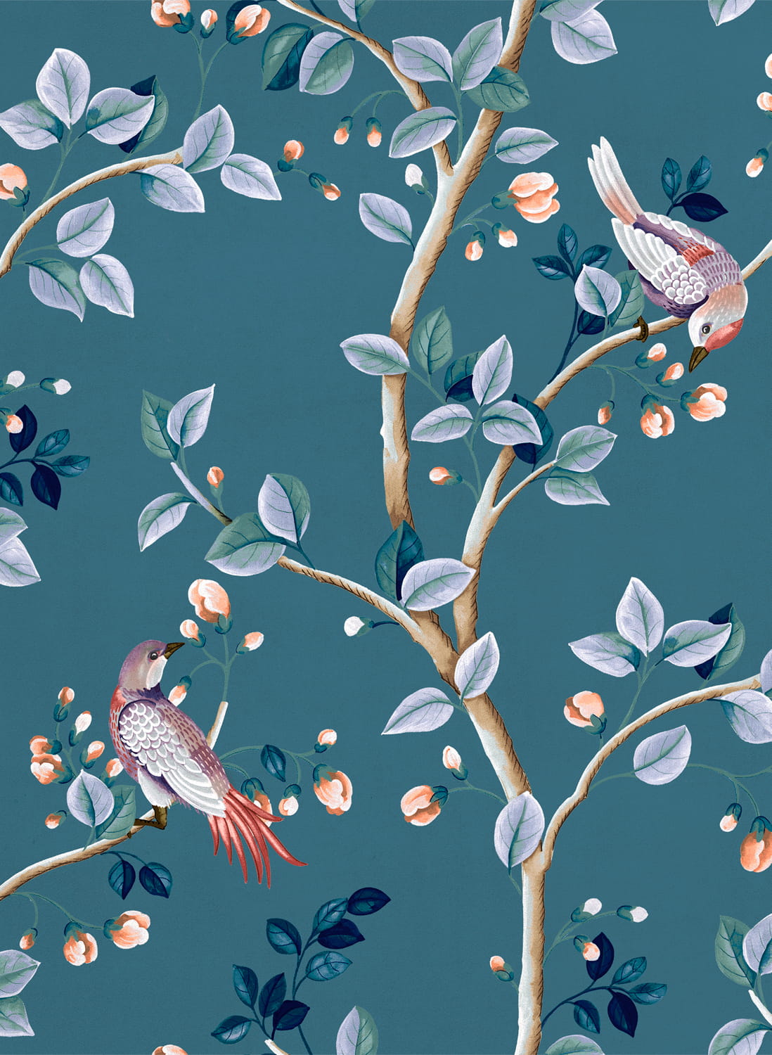Tapete Birds Prosperity - Sapphire