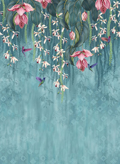 Tapete Trailing Orchid - Teal / Pink