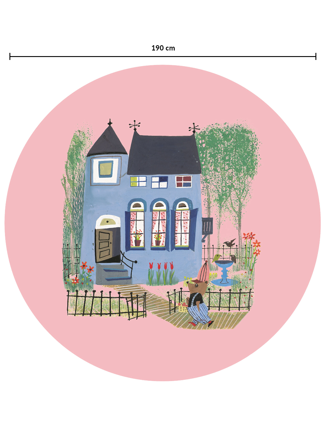 Carta da parati panoramica Bear Blue House - Multicolor - Ø 1,9m