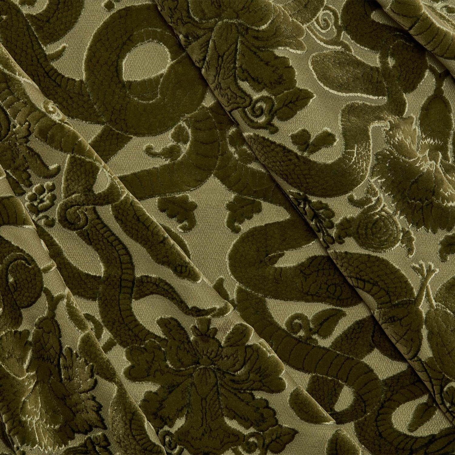 Stoff Anaconda - Cut Velvet - Olive Green