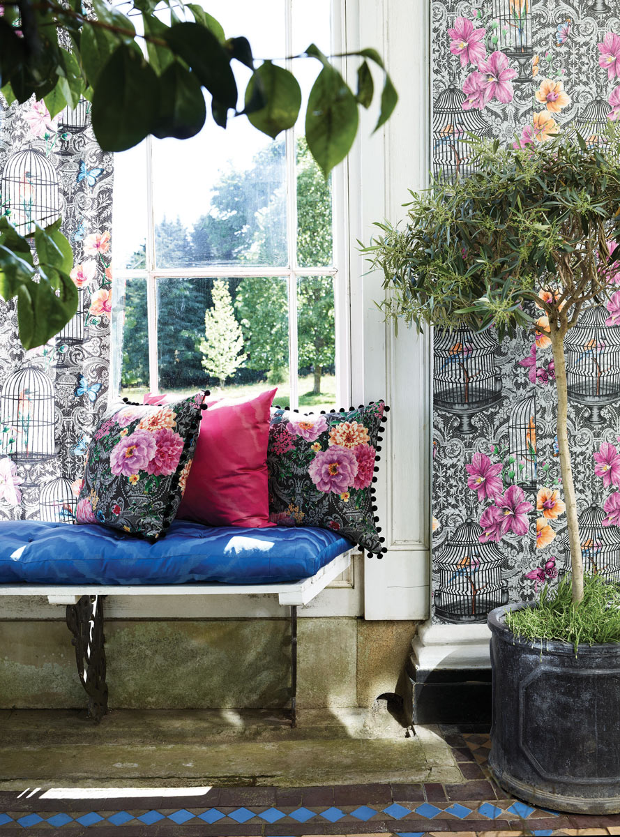 Tapete Orangery - Charcoal/ Pink/ Orange/ Cobalt