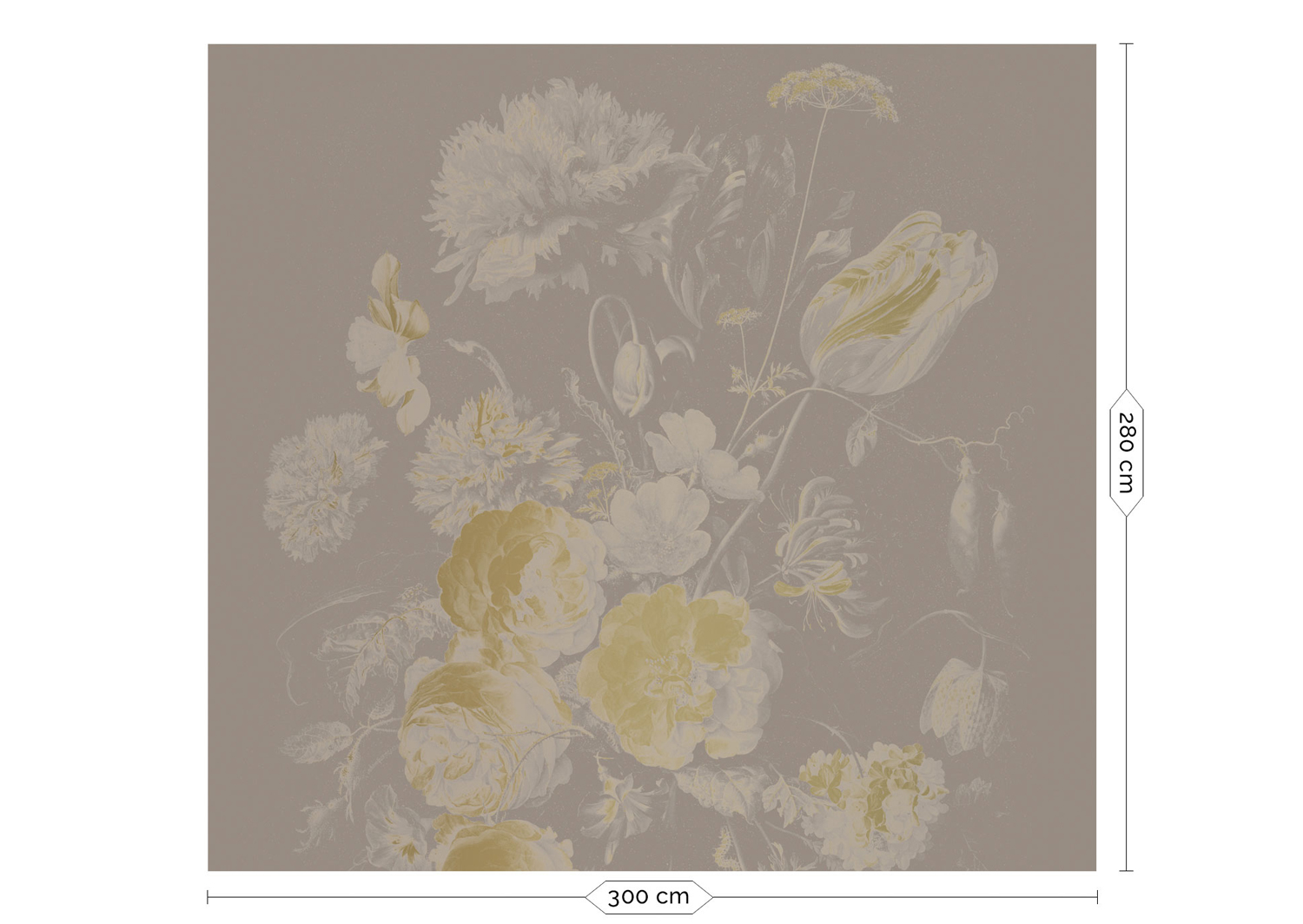 Wandbild Golden Age Flowers Gold 12 - L