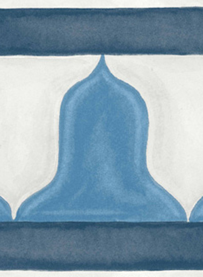 Tapete Zellige Border - China Blue/ White