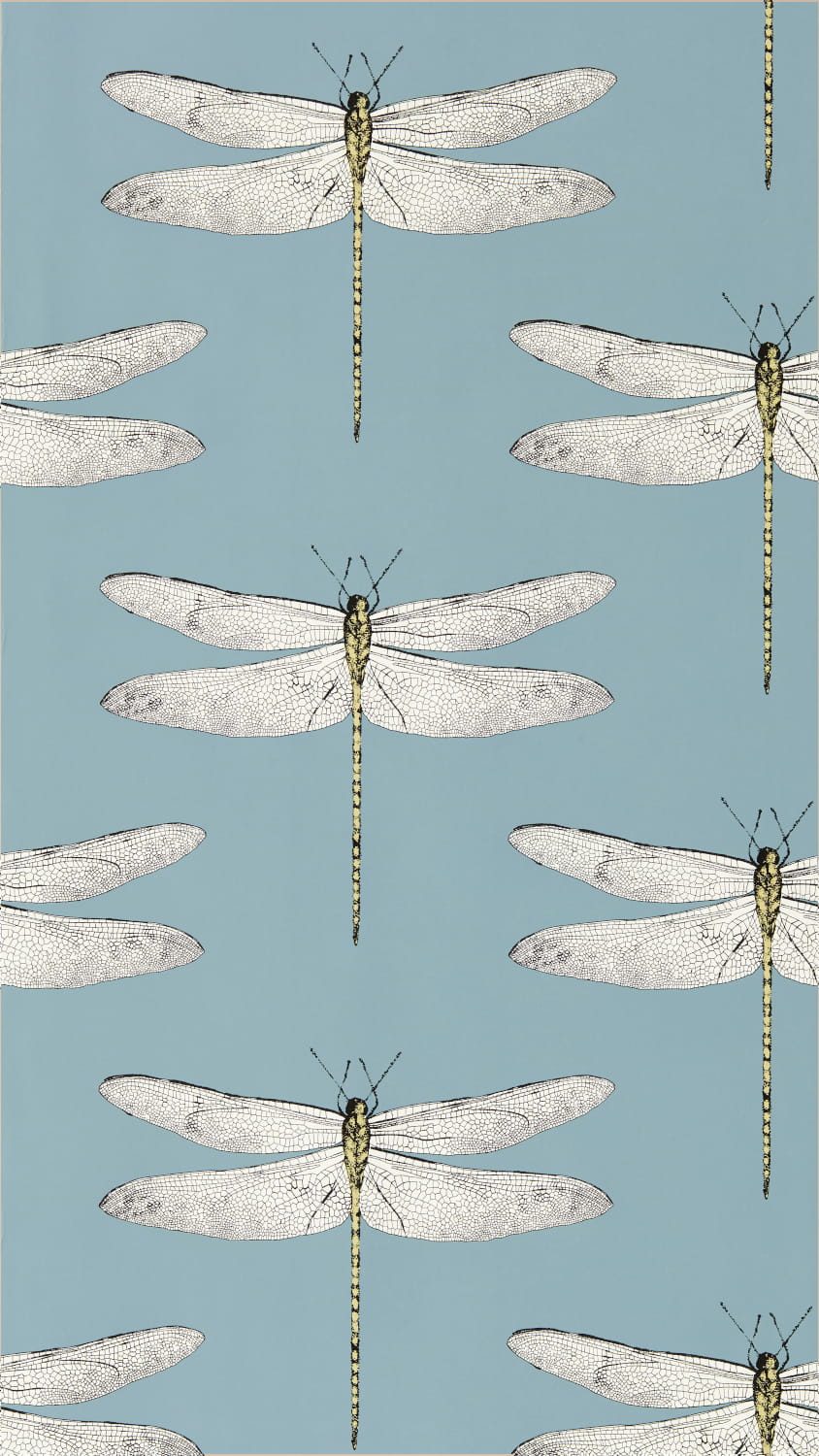 Carta da parati Demoiselle - Cornflower/ First Light/ Honey