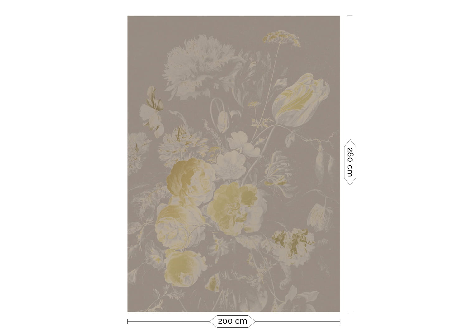 Wandbild Golden Age Flowers Gold 12 - M
