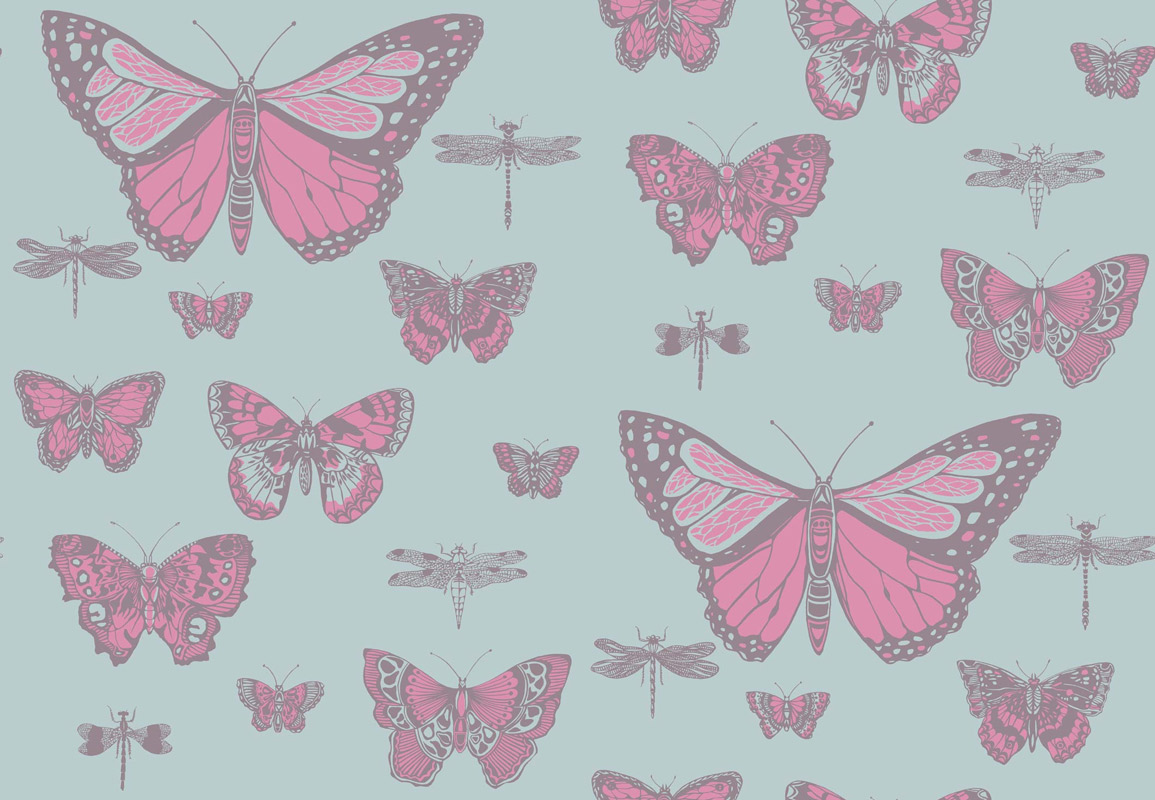 Tapete Butterflies & Dragonflies - Pink & Blue