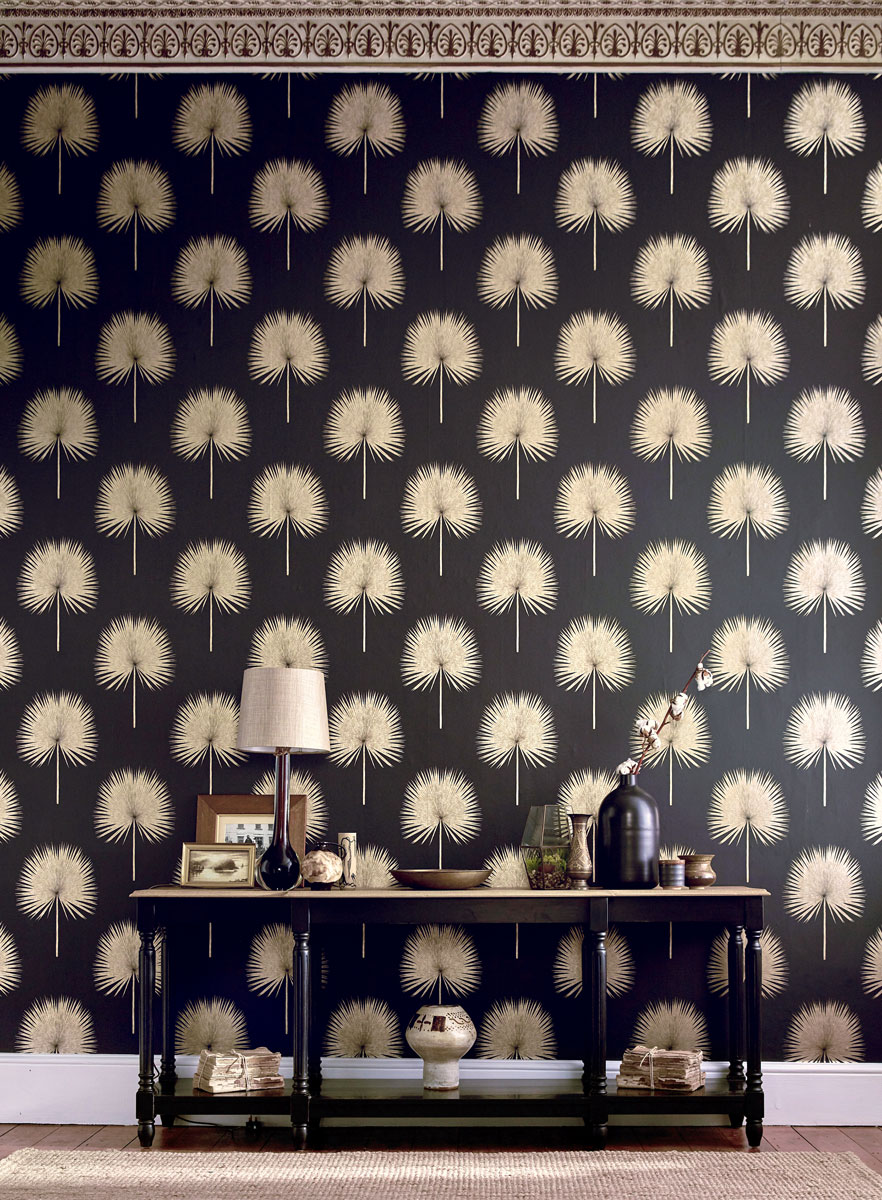 Tapete Fan Palm - Charcoal/ Gold