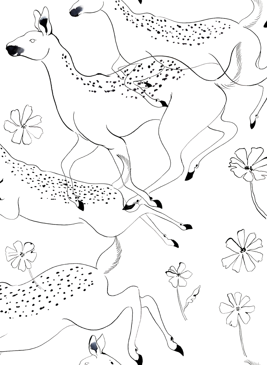 Wandbild Jumping Bambis - Linen