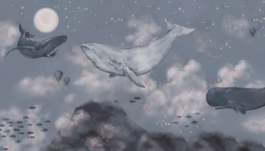 Mural Whales in the Sky - 9457W
