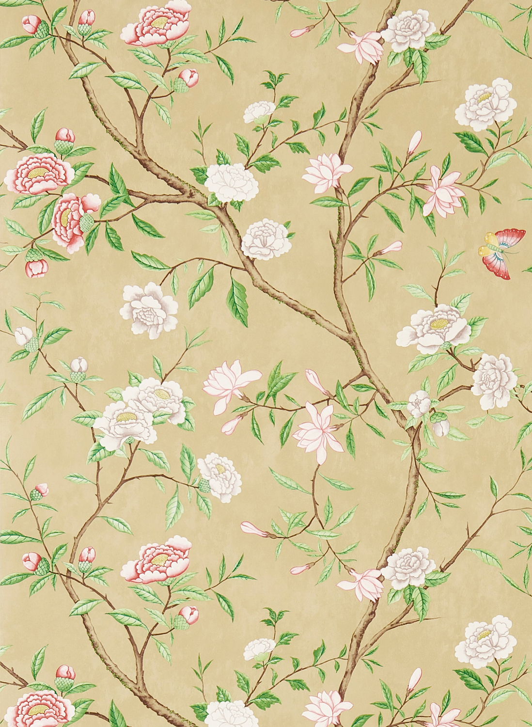 Tapete Nostell Priory Paper - Old Gold/ Green