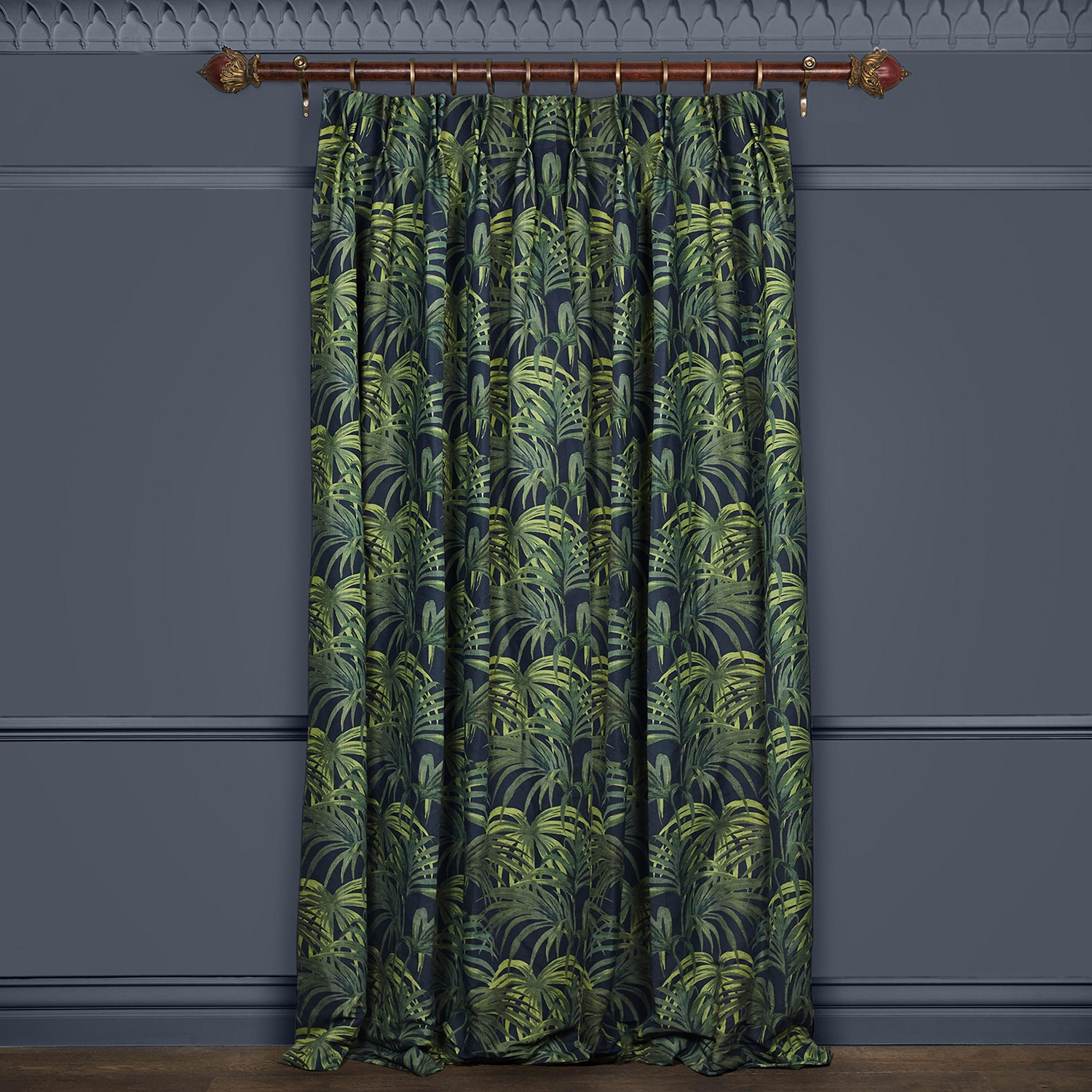 Stoff Palmeral - Cotton Linen - Midnight and Green