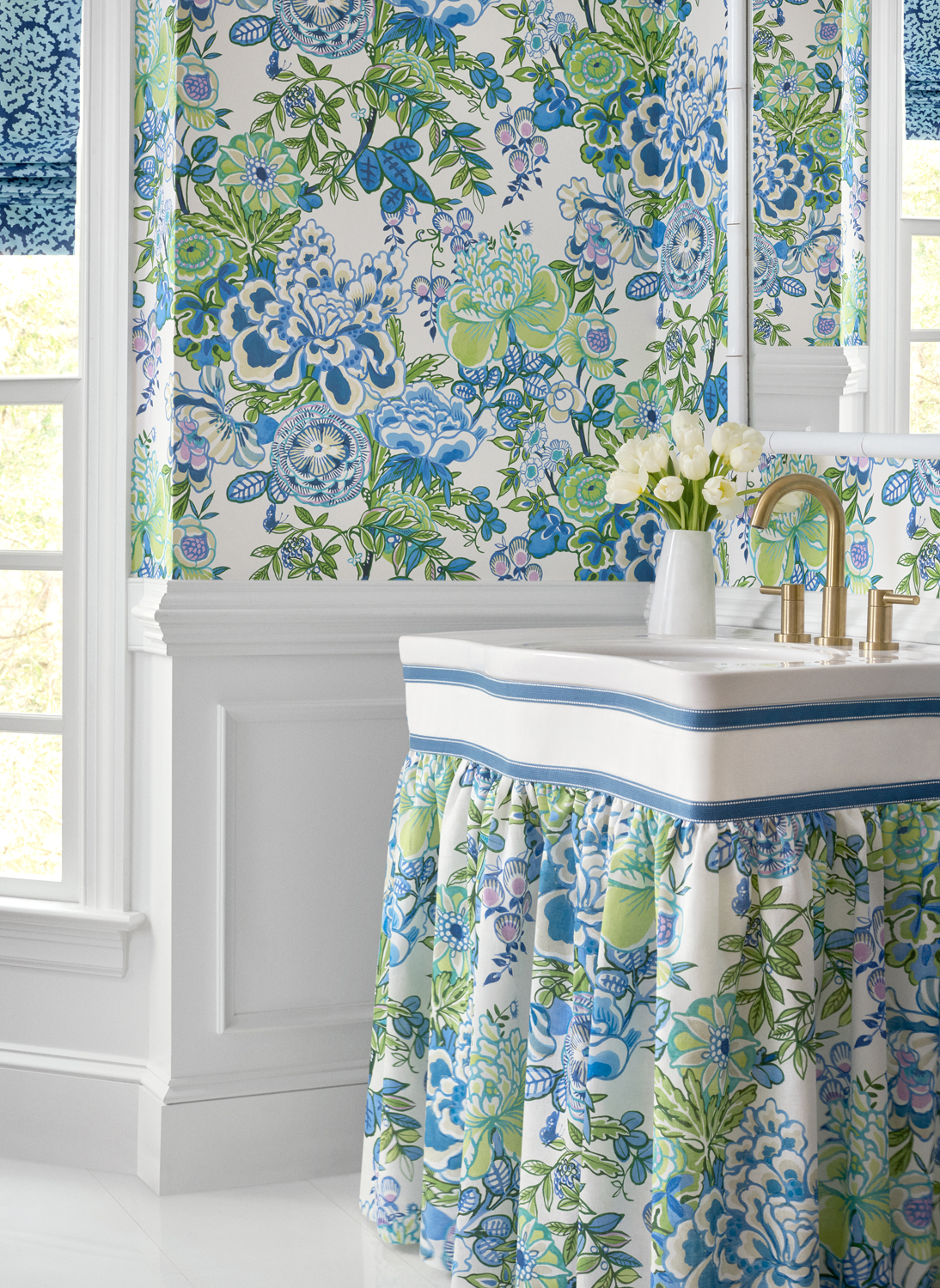Tapete Peony Garden - Blue and Green