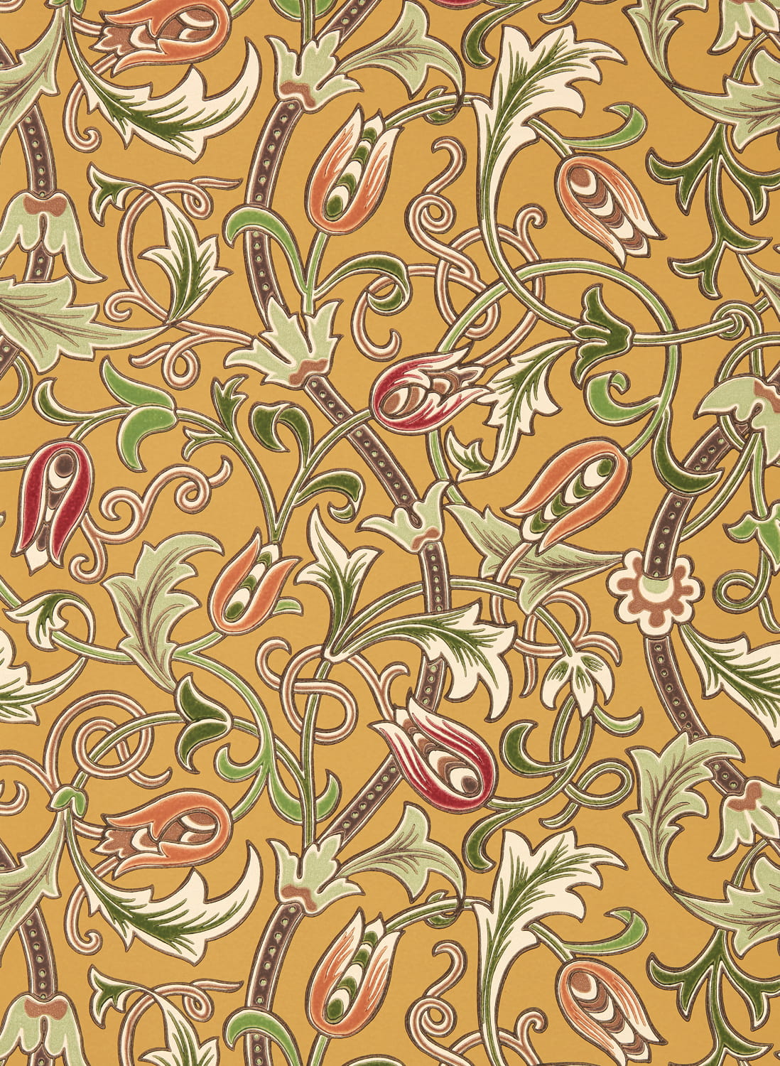 Tapete Scrolling Tulip - Gold