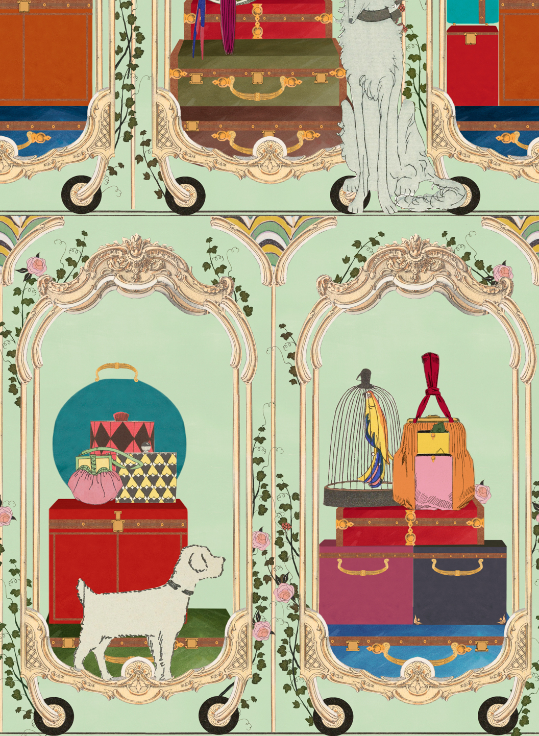 Tapete Fancy Trip - Turquoise/ Red/ Green