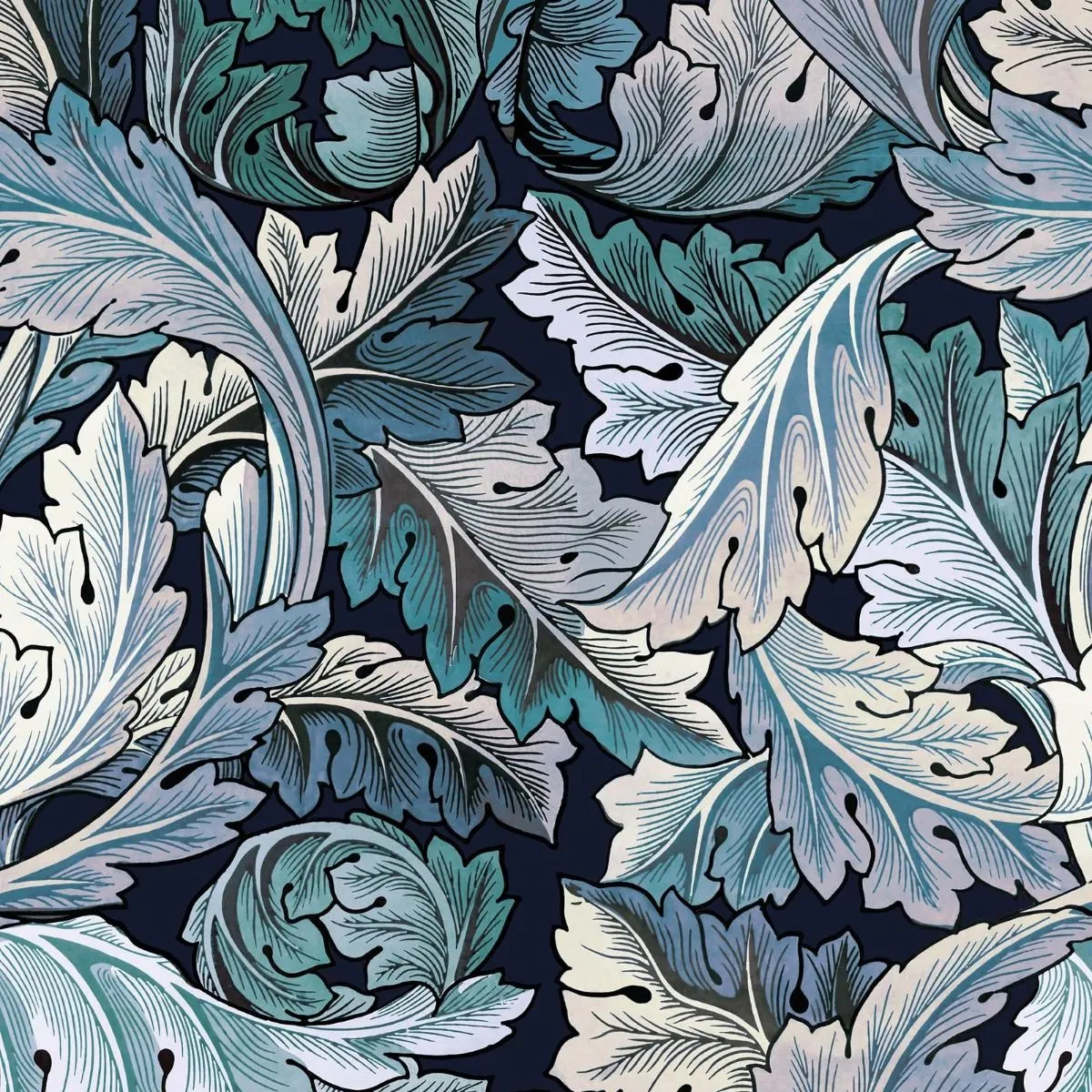 Papier peint Acanthus - Aegean Blue/ Midnight