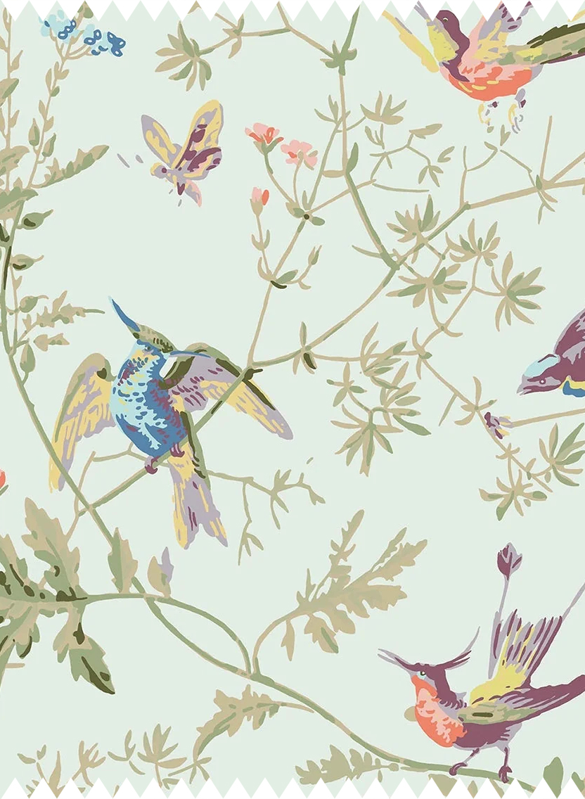 Stoff Hummingbirds Cotton - Duck Egg